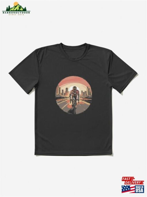 A Cyclist Setting With Sun In The Background Active T-Shirt Hoodie