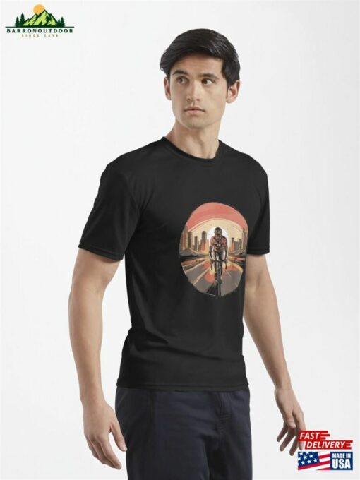 A Cyclist Setting With Sun In The Background Active T-Shirt Hoodie