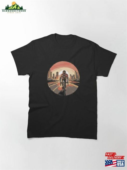 A Cyclist Setting With Sun In The Background Classic T-Shirt Unisex Hoodie