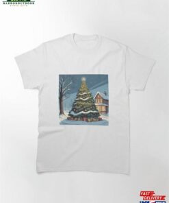 A Decorated Christmas Tree Under Blanket Of Snow Classic T-Shirt Sweatshirt