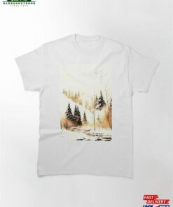 A Frozen River On Quiet Forest In Snowy Winter Classic T-Shirt Hoodie Unisex A Frozen River On Quiet Forest In Snowy Winter Classic T-Shirt Hoodie Unisex