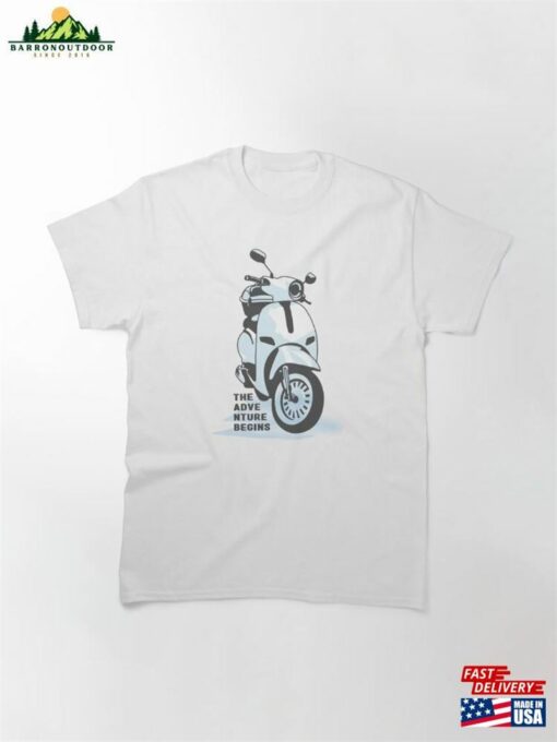 A Hand Drawn Scooter Vespa Illustration Art Classic T-Shirt Hoodie Sweatshirt