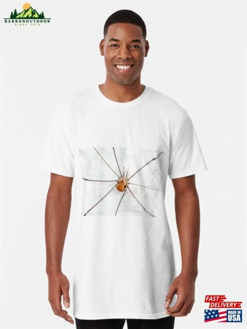 A Harvestman Of The Species Leiobunum Limbatum On White Wal Long T-Shirt Classic Unisex