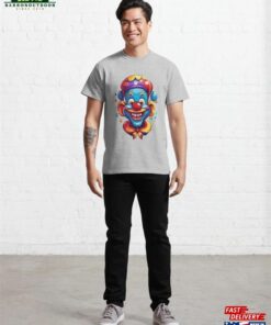A Logo For Childs Cute Happy Clown Sticking Out His Tongue Laughing T-Shirt Classic