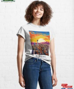 A Pop Art Travel Print Of Tehran Iran Classic T-Shirt Unisex