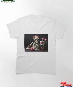 A Skeleton Protects The Cup With Flowers Classic T-Shirt Unisex