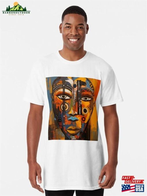 Abstract African Mask Style No 09 Long T-Shirt Classic Unisex