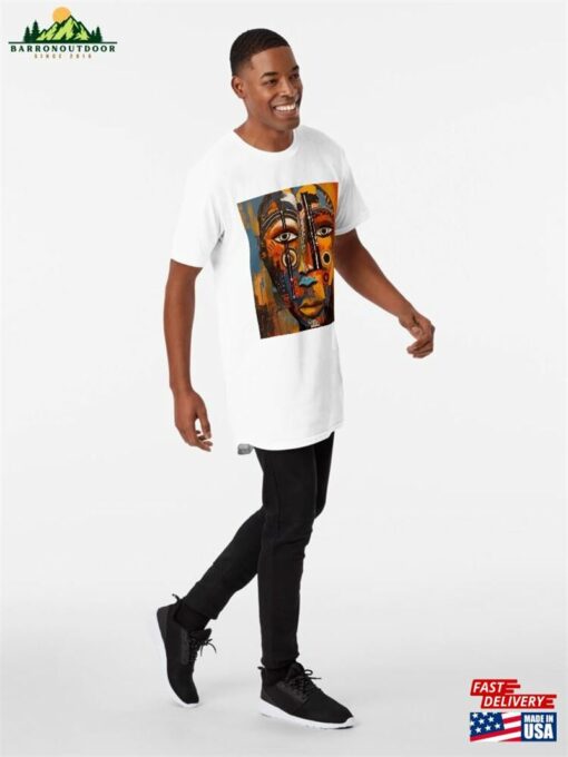 Abstract African Mask Style No 09 Long T-Shirt Classic Unisex