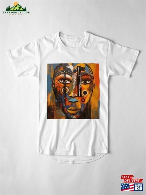 Abstract African Mask Style No 09 Long T-Shirt Classic Unisex