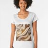 Abstract White And Gold Color Background With Waves Premium Scoop T-Shirt Hoodie