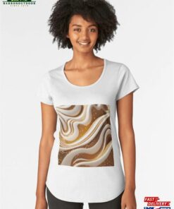 Abstract White And Gold Color Background With Waves Premium Scoop T-Shirt Hoodie