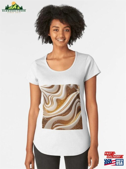 Abstract White And Gold Color Background With Waves Premium Scoop T-Shirt Hoodie