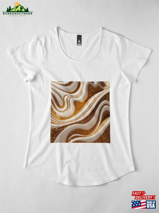 Abstract White And Gold Color Background With Waves Premium Scoop T-Shirt Hoodie