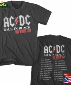 Ac Dc Back In Black T-Shirt Uk Tour 1980 Music Vintage Graphic Tees Classic
