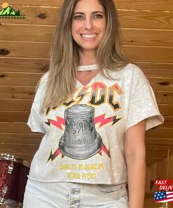 Ac Dc Bell Distressed Choker Cut Off Large Tee Crop Top Rock Band Bleached T Shirt For Women Classic Unisex 3