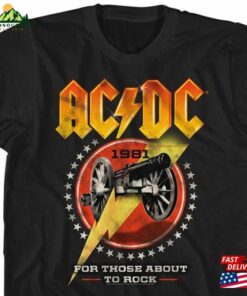 Ac Dc For Those About To Rock Cannon Lightning Black Shirts Unisex Hoodie