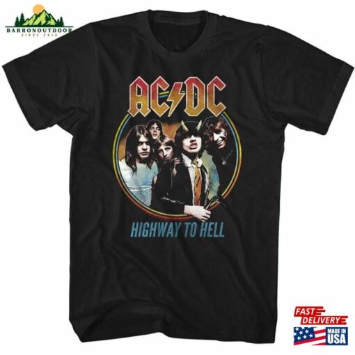 Ac Dc Highway To Hell Tricolor Black Adult T-Shirt Sweatshirt Classic