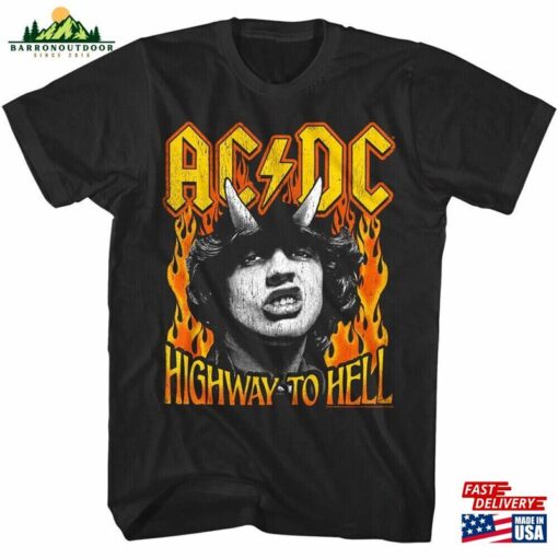 Ac Dc Shirt Highway To Hell Fire Men’s T-Shirt Vintage Angus Young Burning Flames Rock Concert Tees Sweatshirt