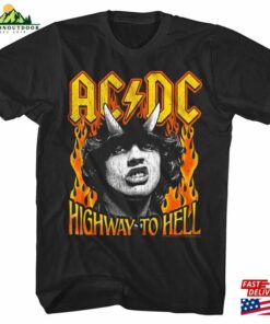 Ac Dc Shirt Highway To Hell Fire Men’s T-Shirt Vintage Angus Young Burning Flames Rock Concert Tees Sweatshirt