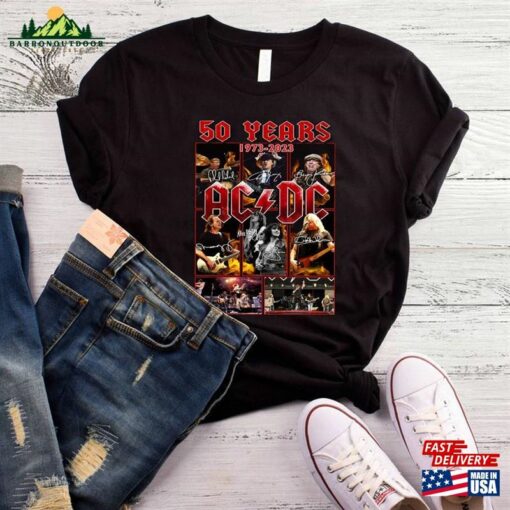 Acdc 50 Years Anniversary 1973 2023 T-Shirt Rock Band Thank You For The Memories Retro Vintage Classic Sweatshirt