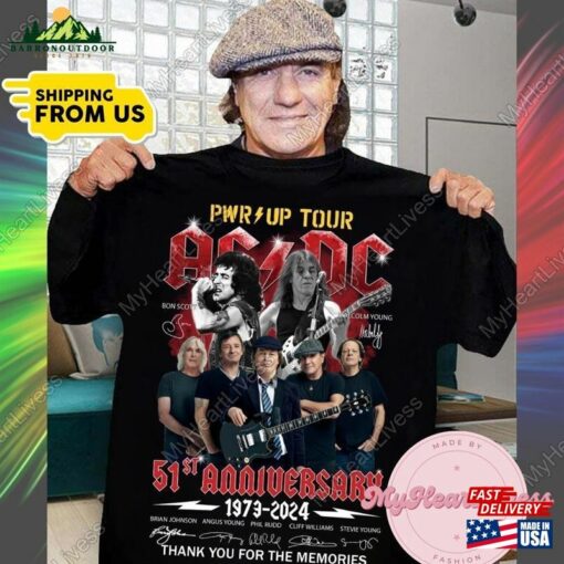 Acdc 51St Anniversary 1973 2024 Thank You For The Memories Signatures Shirt Hoodie T-Shirt