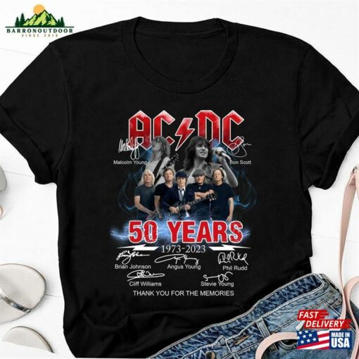 Acdc Band 50Th Anniversary 1973 2023 Signature T-Shirt 90S Vintage Ac Hoodie Sweatshirt