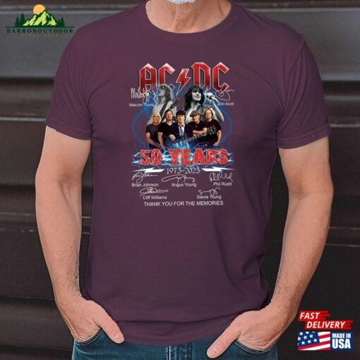 Acdc Band 50Th Anniversary 1973 2023 Signature T-Shirt Tshirt Full Size S Sweatshirt