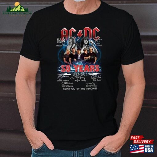 Acdc Band 50Th Anniversary 1973 2023 Signature T-Shirt Tshirt Full Size S Sweatshirt