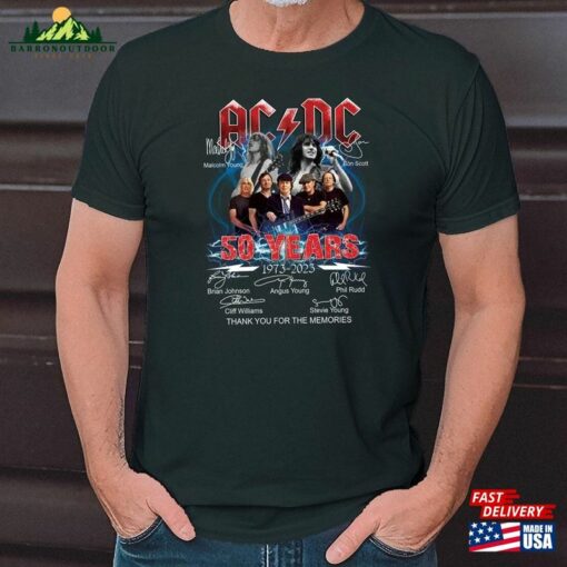 Acdc Band 50Th Anniversary 1973 2023 Signature T-Shirt Tshirt Full Size S Sweatshirt