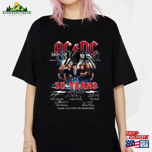 Acdc Band 50Th Anniversary 1973 2023 Signature T-Shirt Tshirt Full Size S Sweatshirt Hoodie