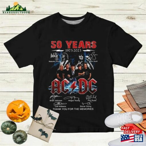 Acdc Band 50Th Anniversary 1973 2023 Signature T Shirt Unisex Classic