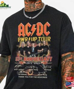 Acdc Band 51 Years Signatures T-Shirt Rock Pwr Up 2024 Tour Shirt Fan Gift Hoodie Sweatshirt