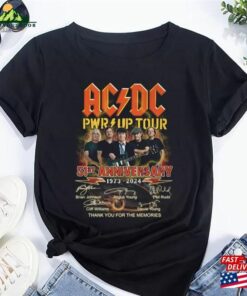 Acdc Band 51 Years Signatures T-Shirt Shirt Rock Pwr Up 2024 Tour Unisex Acdc Band 51 Years Signatures T-Shirt Shirt Rock Pwr Up 2024 Tour Unisex