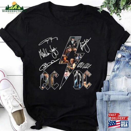 Acdc Band 90S Vintage Shirt Rock Signatures Pwr Up Tour 2024 Classic Unisex