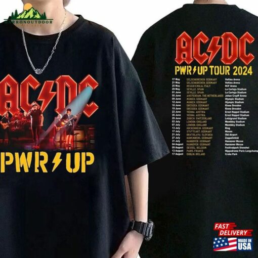 Acdc Pwr Up 2024 World Tour Shirt Rock Band Graphic Concert 90S Vintage Hoodie Sweatshirt