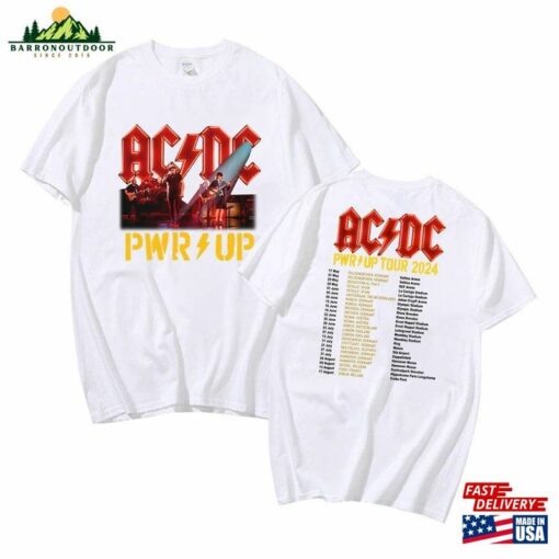 Acdc Pwr Up 2024 World Tour Shirt Rock Band Graphic Concert 90S Vintage Hoodie Sweatshirt