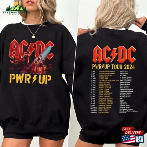 Acdc Pwr Up World Tour 2024 Shirt Rock Band Sweatshirt Unisex