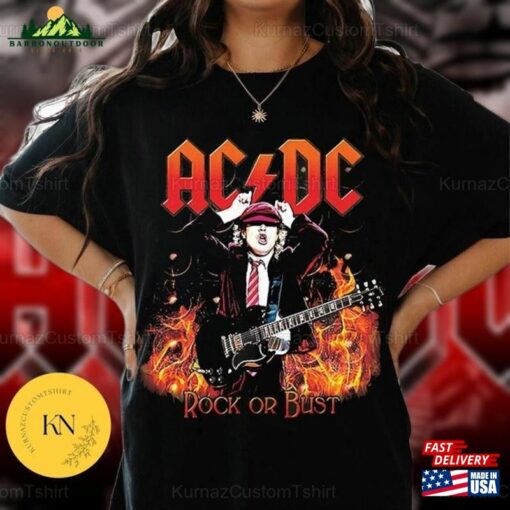 Acdc Rock Or Bust Shirt Ac Dc Pwr Up 2024 World Tour Band Fan Gift Sweatshirt T-Shirt