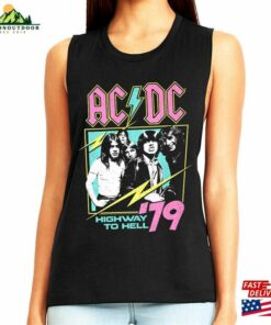 Acdc Women’s Tank Top Neon Highway To Hell 1979 Black Live Concert T-Shirt Classic Sweatshirt