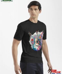Acoustic Guitar Surrounded By Colorful Flowers Classic T Shirts Active T-Shirt Sweatshirt 2 Acoustic Guitar Surrounded By Colorful Flowers Classic T Shirts Active T Shirt Sweatshirt 3