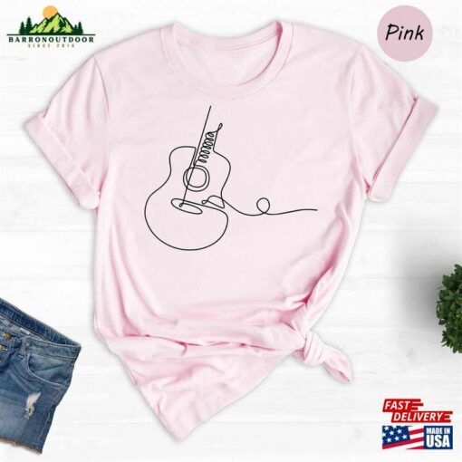 Acoustic Guitar T-Shirt Musician Tee Line Art Apparel Sweatshirt