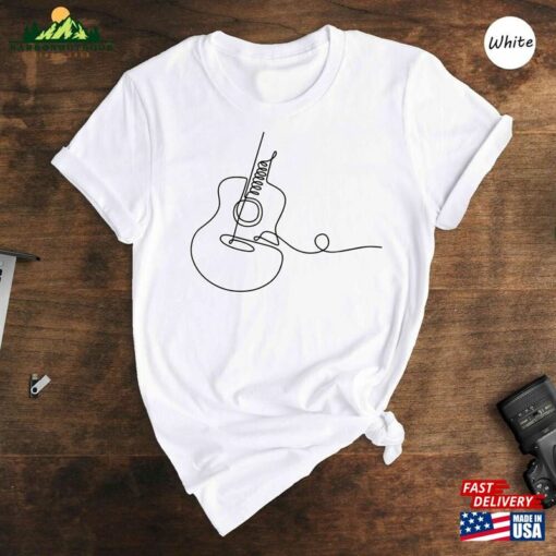 Acoustic Guitar T-Shirt Musician Tee Line Art Apparel Sweatshirt