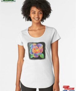Acrylic Rose Stylized In Bright Colors Premium Scoop T-Shirt Hoodie Unisex