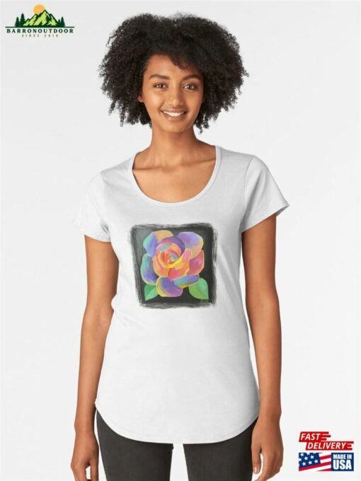 Acrylic Rose Stylized In Bright Colors Premium Scoop T-Shirt Hoodie Unisex