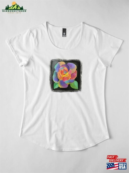 Acrylic Rose Stylized In Bright Colors Premium Scoop T-Shirt Hoodie Unisex