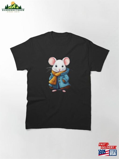 Adorable White Mouse In A Cozy Winter Coat Classic T-Shirt Hoodie