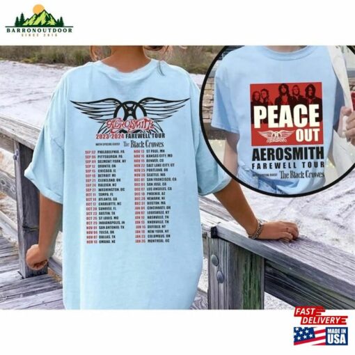 Aerosmith 2023 2024 Peace Out Farewell Tour The Black Crowes Shirt Band Fan T-Shirt Unisex