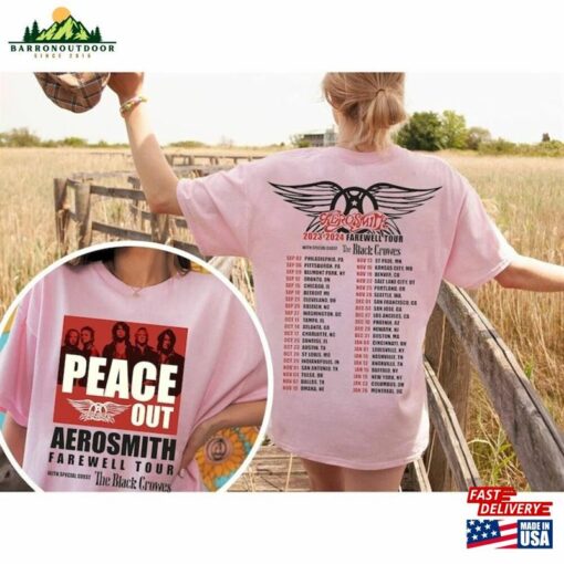 Aerosmith 2023 2024 Peace Out Farewell Tour The Black Crowes Shirt Band Fan T-Shirt Unisex