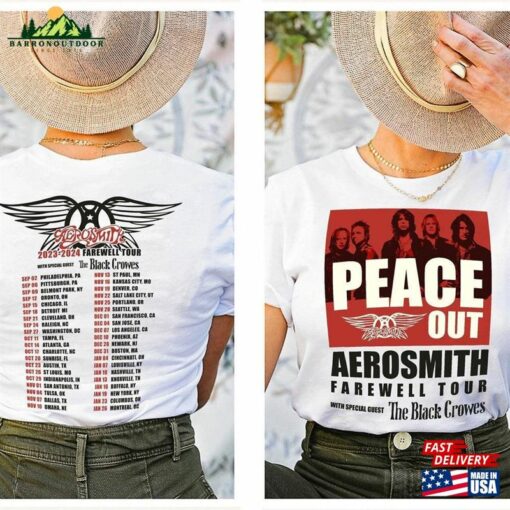 Aerosmith 2023 2024 Peace Out Farewell Tour The Black Crowes Shirt Heavy Metal T-Shirt Unisex