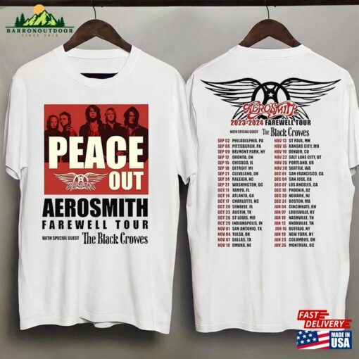 Aerosmith 2023 2024 Peace Out Farewell Tour The Black Crowes Shirt Sweatshirt T-Shirt